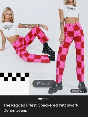 The Ragged Patchwork Pants - Red and Pink